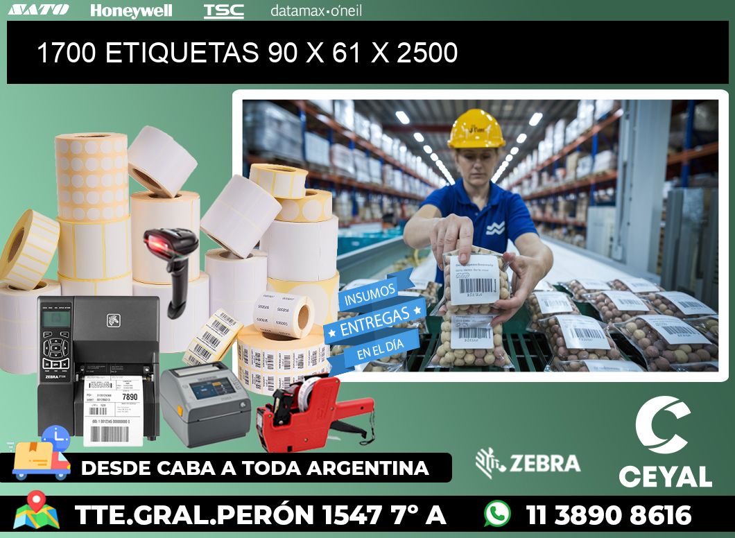 1700 ETIQUETAS 90 x 61 x 2500