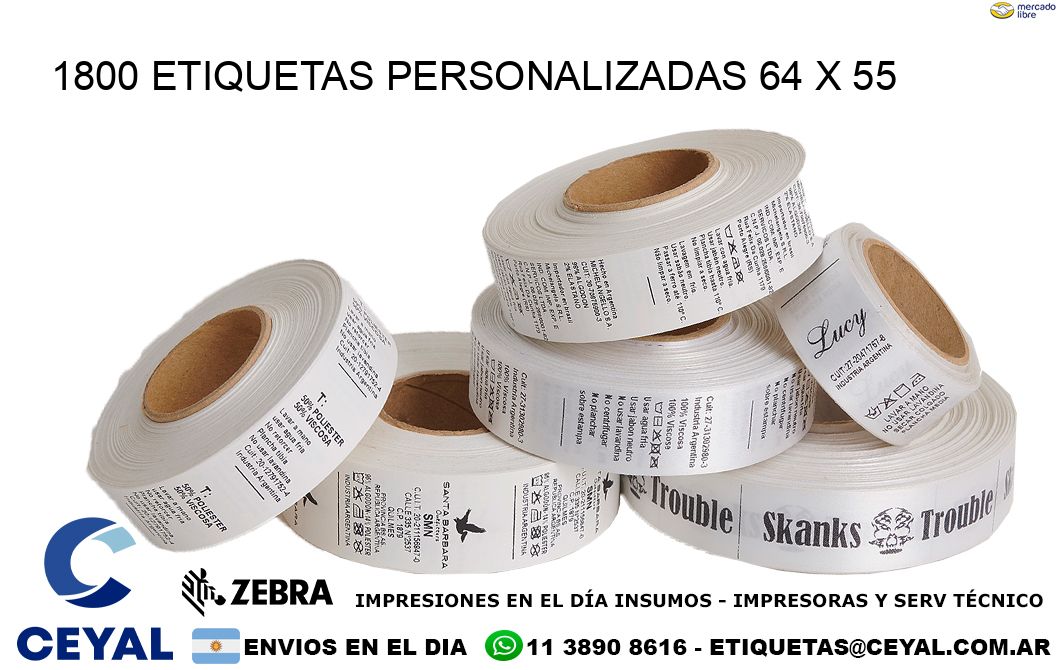 1800 ETIQUETAS PERSONALIZADAS 64 x 55