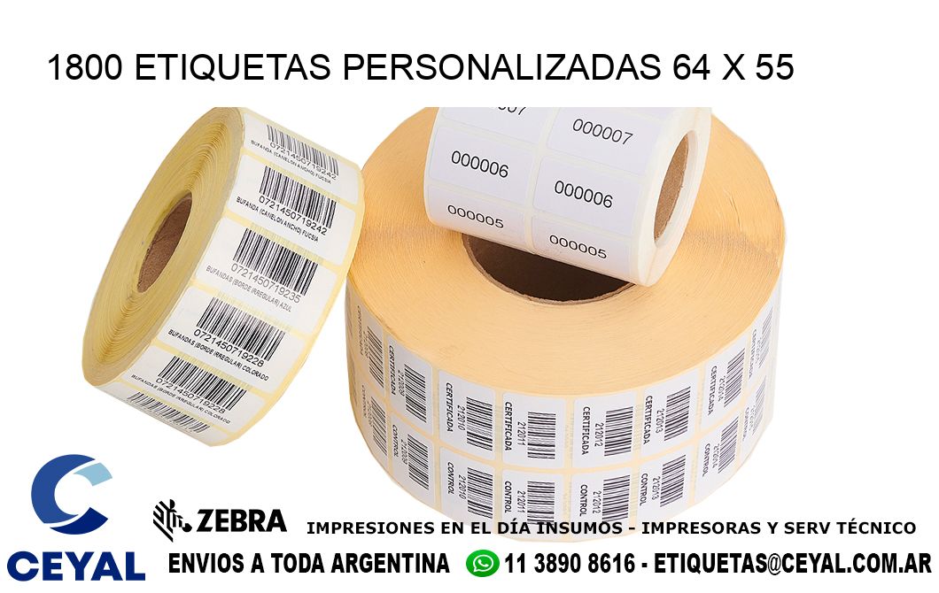 1800 ETIQUETAS PERSONALIZADAS 64 x 55