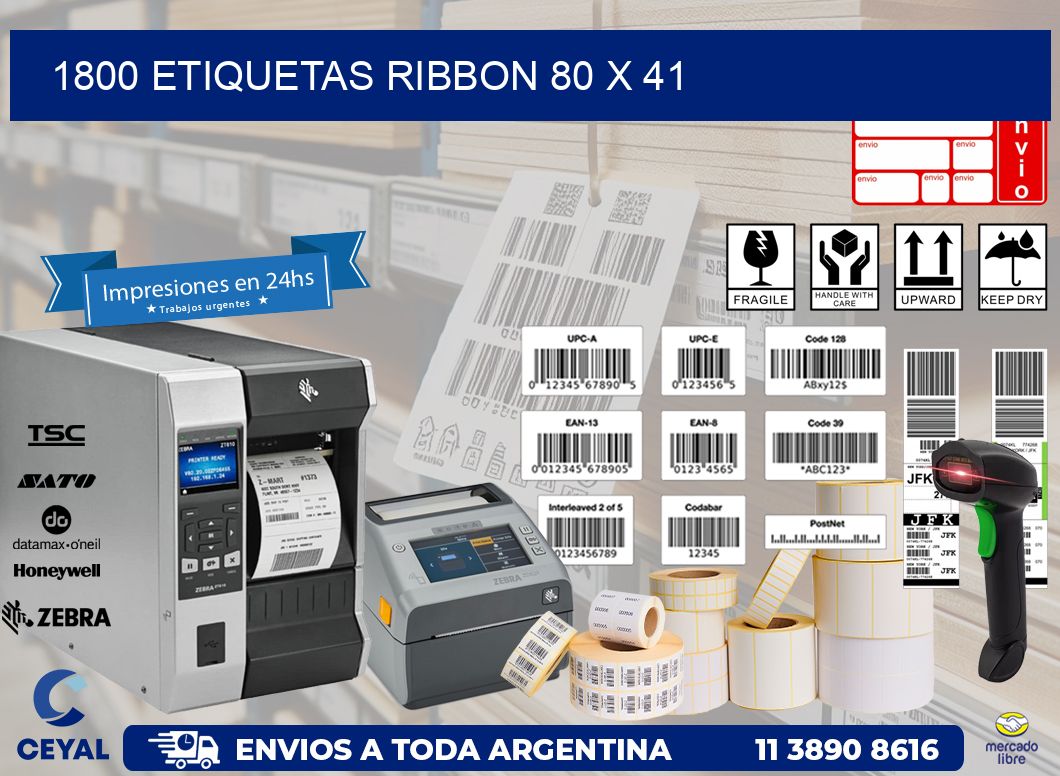 1800 ETIQUETAS RIBBON 80 x 41