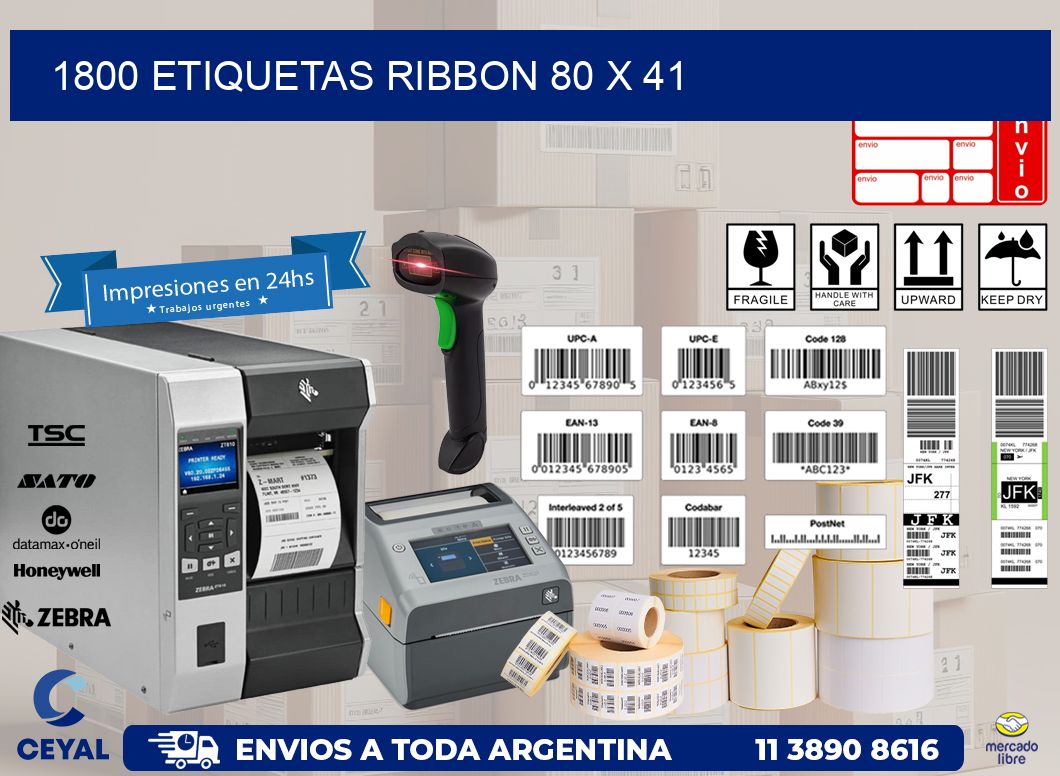 1800 ETIQUETAS RIBBON 80 x 41