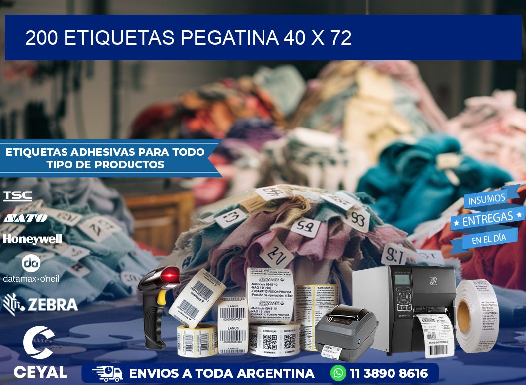 200 ETIQUETAS PEGATINA 40 x 72
