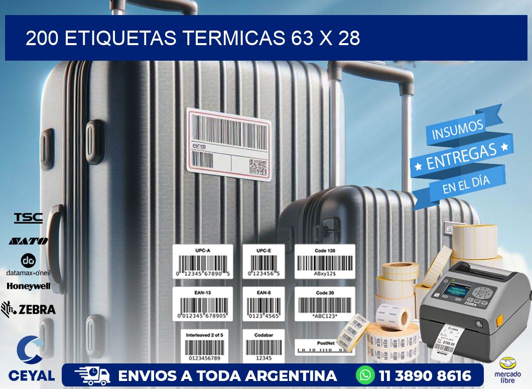 200 ETIQUETAS TERMICAS 63 x 28