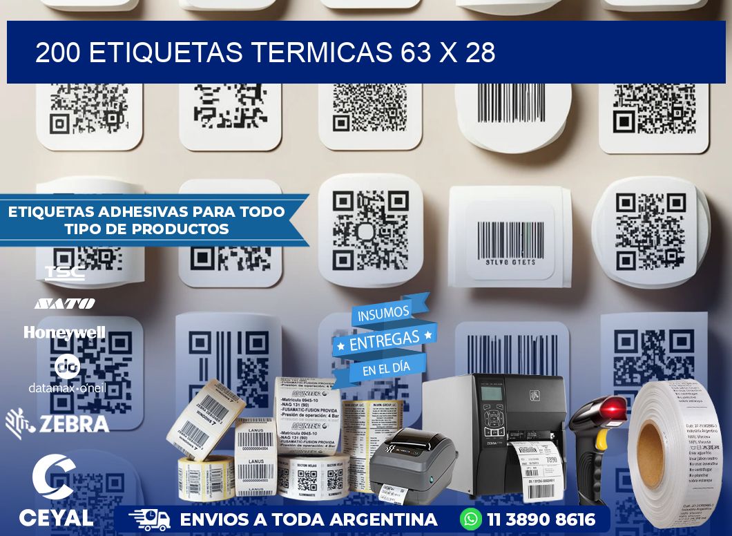 200 ETIQUETAS TERMICAS 63 x 28
