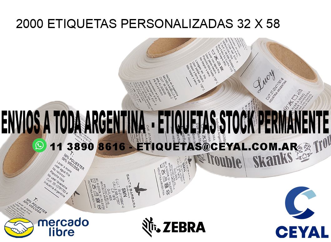 2000 ETIQUETAS PERSONALIZADAS 32 x 58