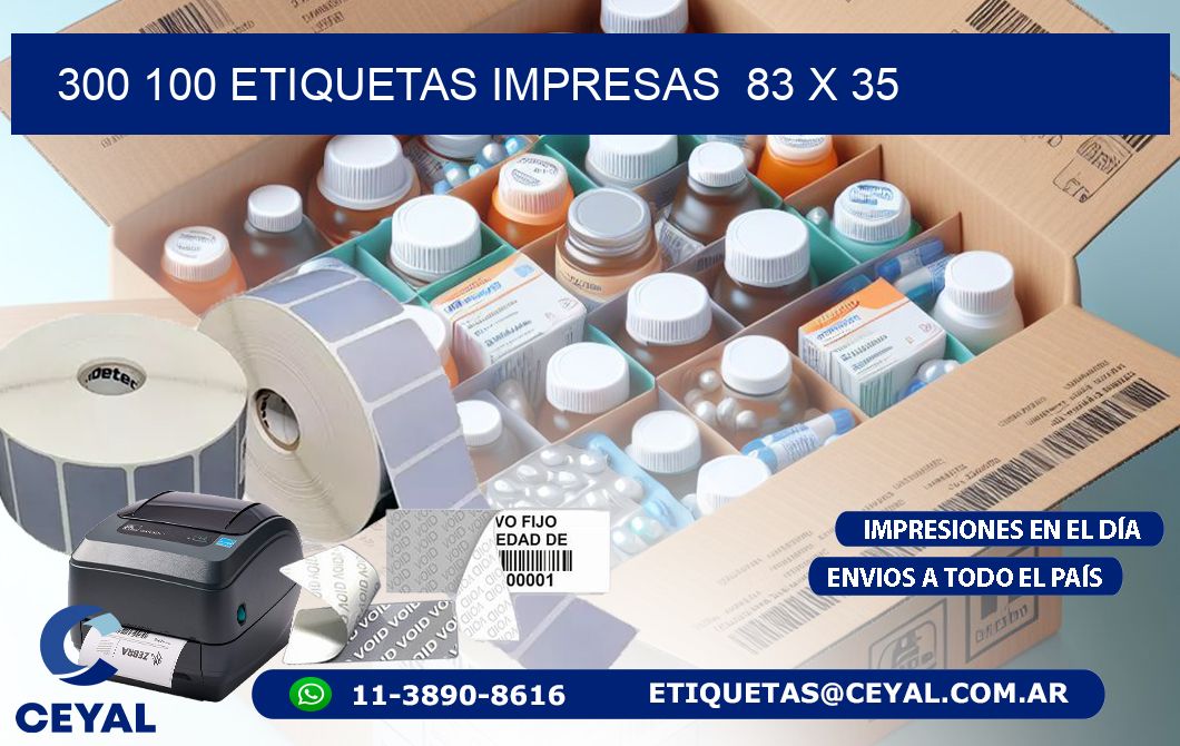 300 100 ETIQUETAS IMPRESAS  83 x 35