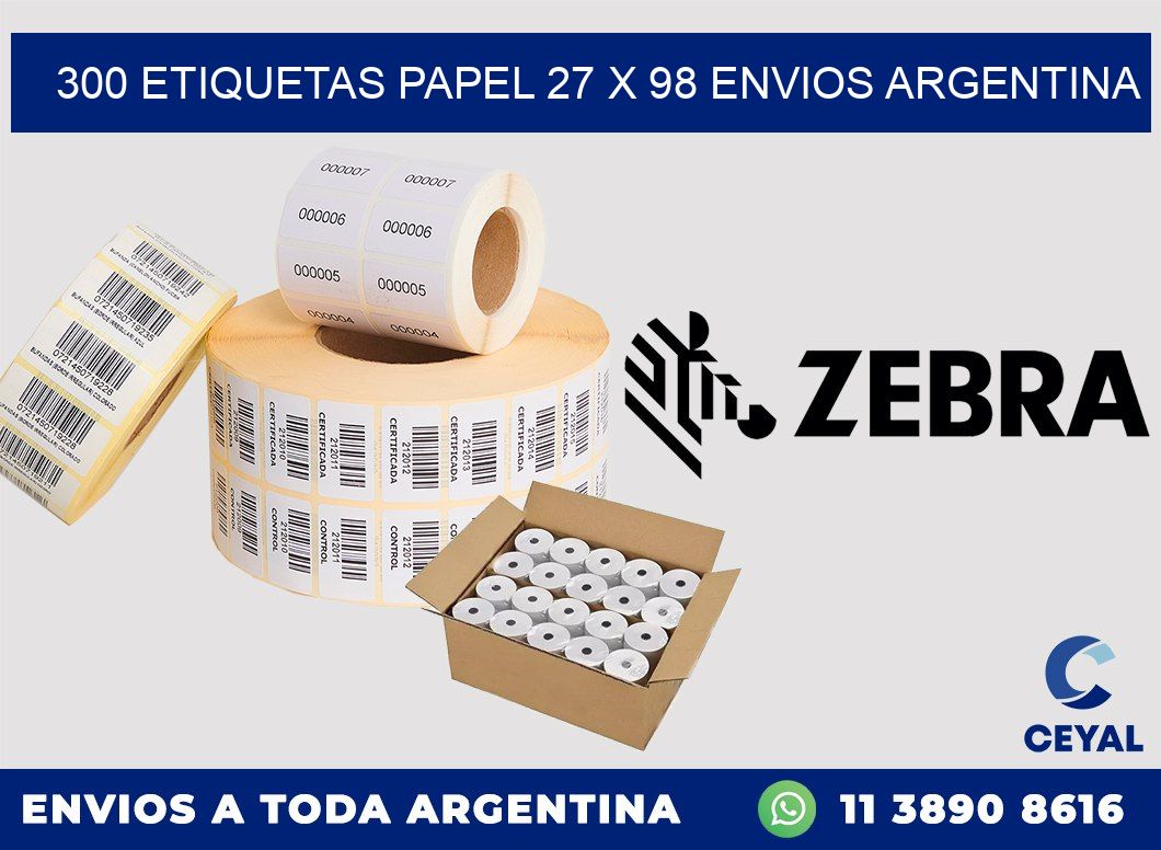 300 ETIQUETAS PAPEL 27 x 98 ENVIOS ARGENTINA