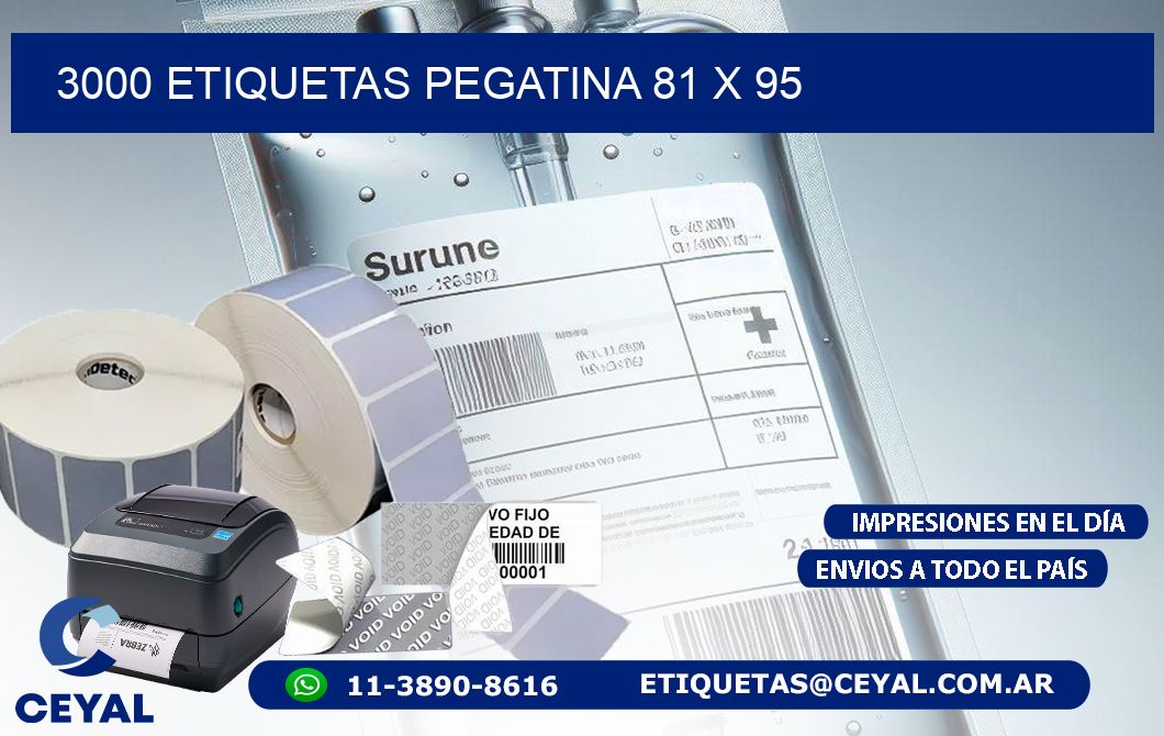 3000 ETIQUETAS PEGATINA 81 x 95