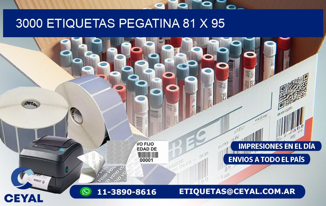 3000 ETIQUETAS PEGATINA 81 x 95