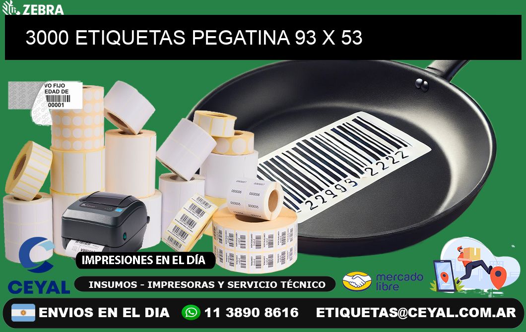 3000 ETIQUETAS PEGATINA 93 x 53