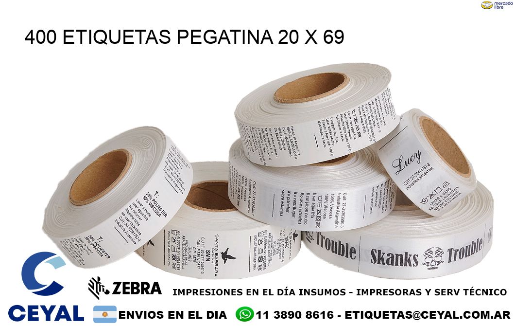 400 ETIQUETAS PEGATINA 20 x 69