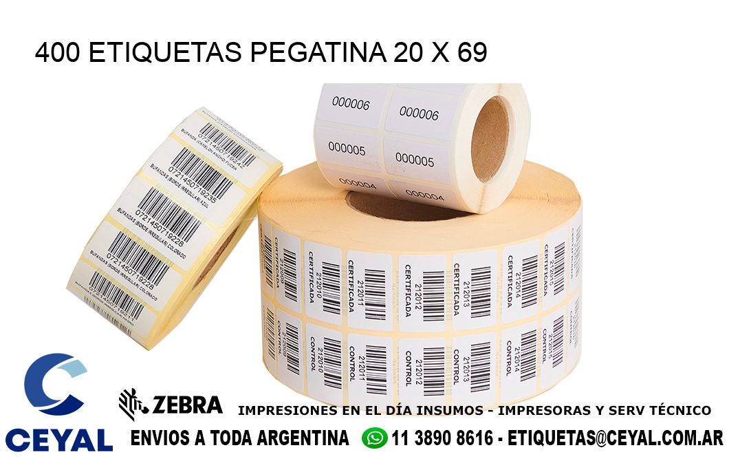 400 ETIQUETAS PEGATINA 20 x 69