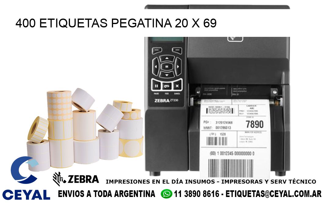 400 ETIQUETAS PEGATINA 20 x 69