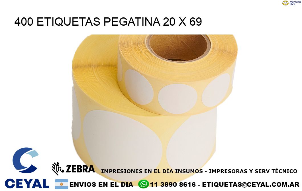 400 ETIQUETAS PEGATINA 20 x 69