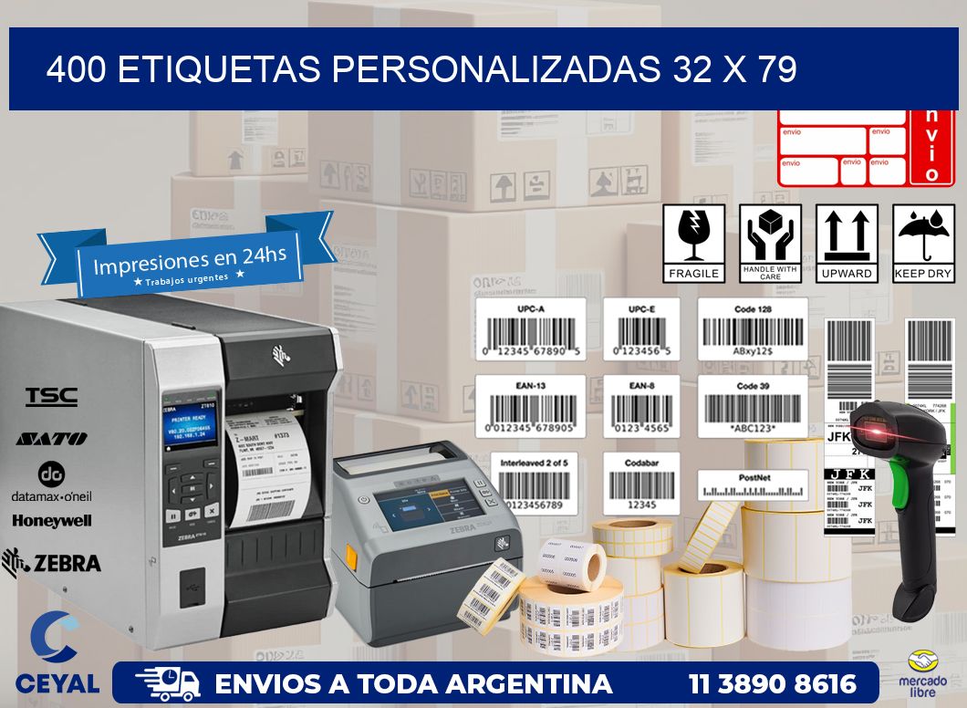 400 ETIQUETAS PERSONALIZADAS 32 x 79