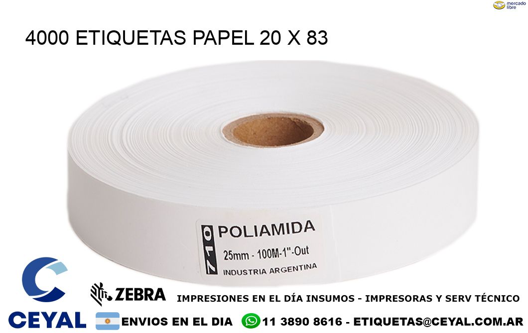 4000 ETIQUETAS PAPEL 20 x 83