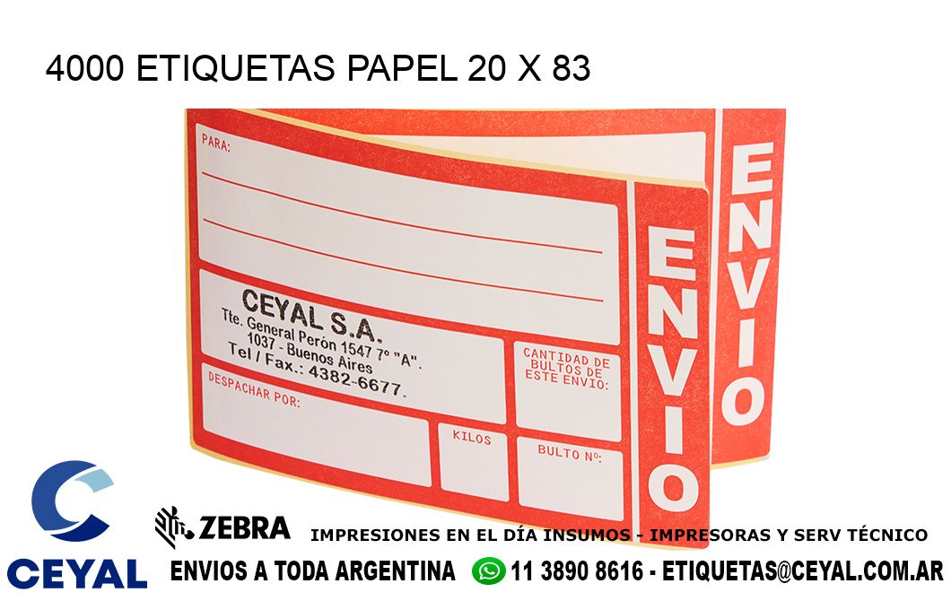 4000 ETIQUETAS PAPEL 20 x 83