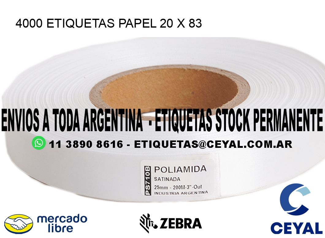 4000 ETIQUETAS PAPEL 20 x 83