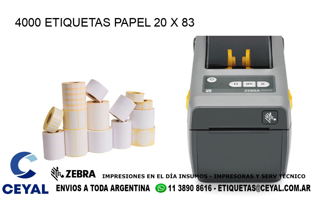 4000 ETIQUETAS PAPEL 20 x 83