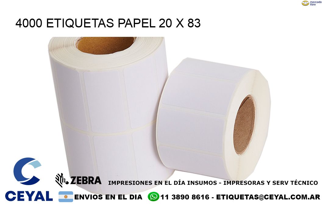 4000 ETIQUETAS PAPEL 20 x 83