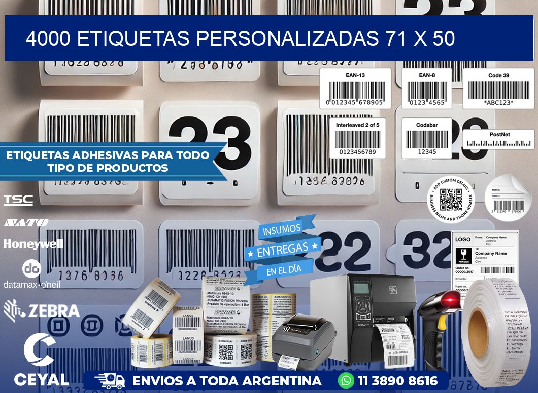 4000 ETIQUETAS PERSONALIZADAS 71 x 50