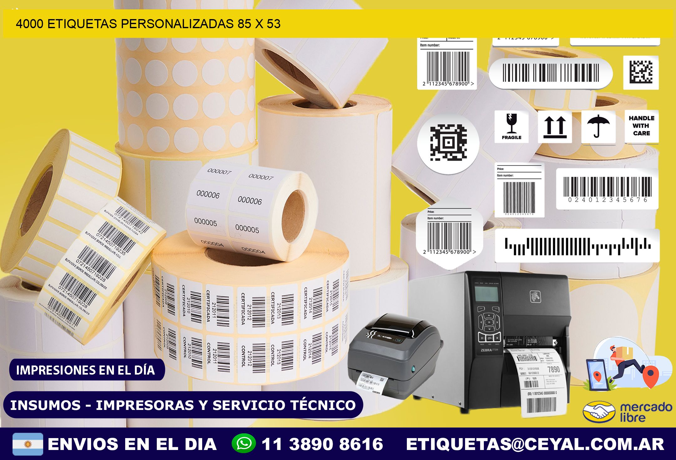 4000 ETIQUETAS PERSONALIZADAS 85 x 53