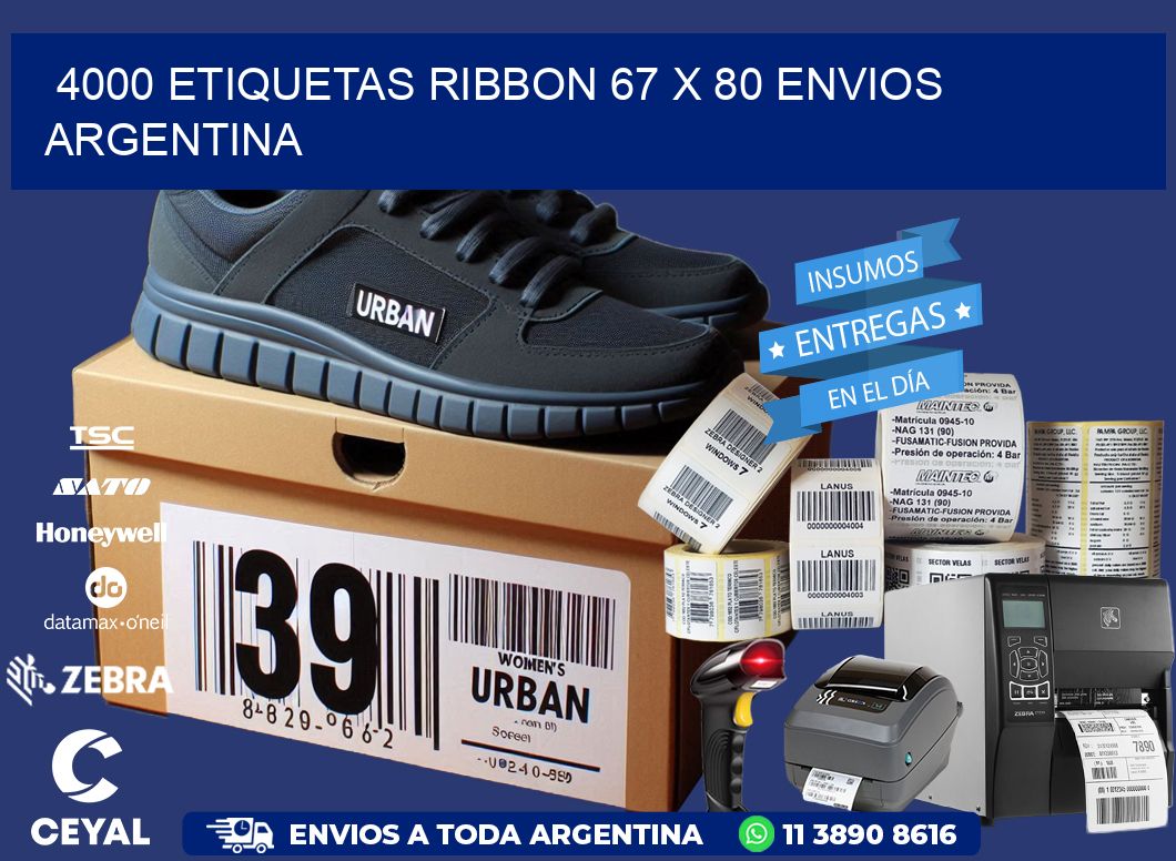 4000 ETIQUETAS RIBBON 67 x 80 ENVIOS ARGENTINA