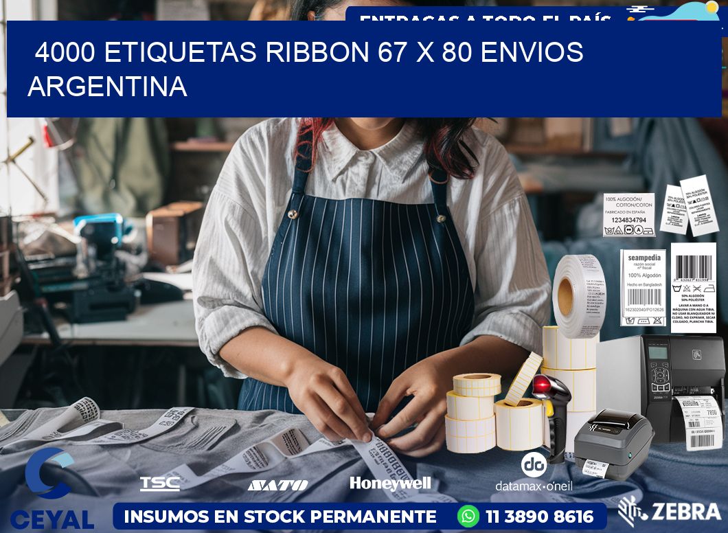 4000 ETIQUETAS RIBBON 67 x 80 ENVIOS ARGENTINA