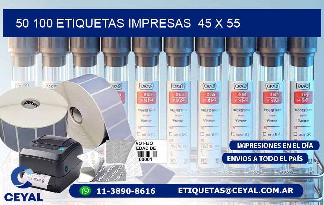 50 100 ETIQUETAS IMPRESAS  45 x 55