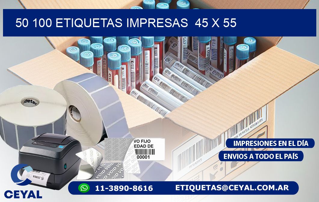 50 100 ETIQUETAS IMPRESAS  45 x 55