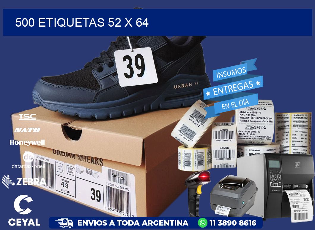 500 ETIQUETAS 52 x 64