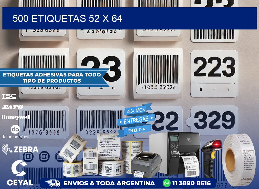 500 ETIQUETAS 52 x 64