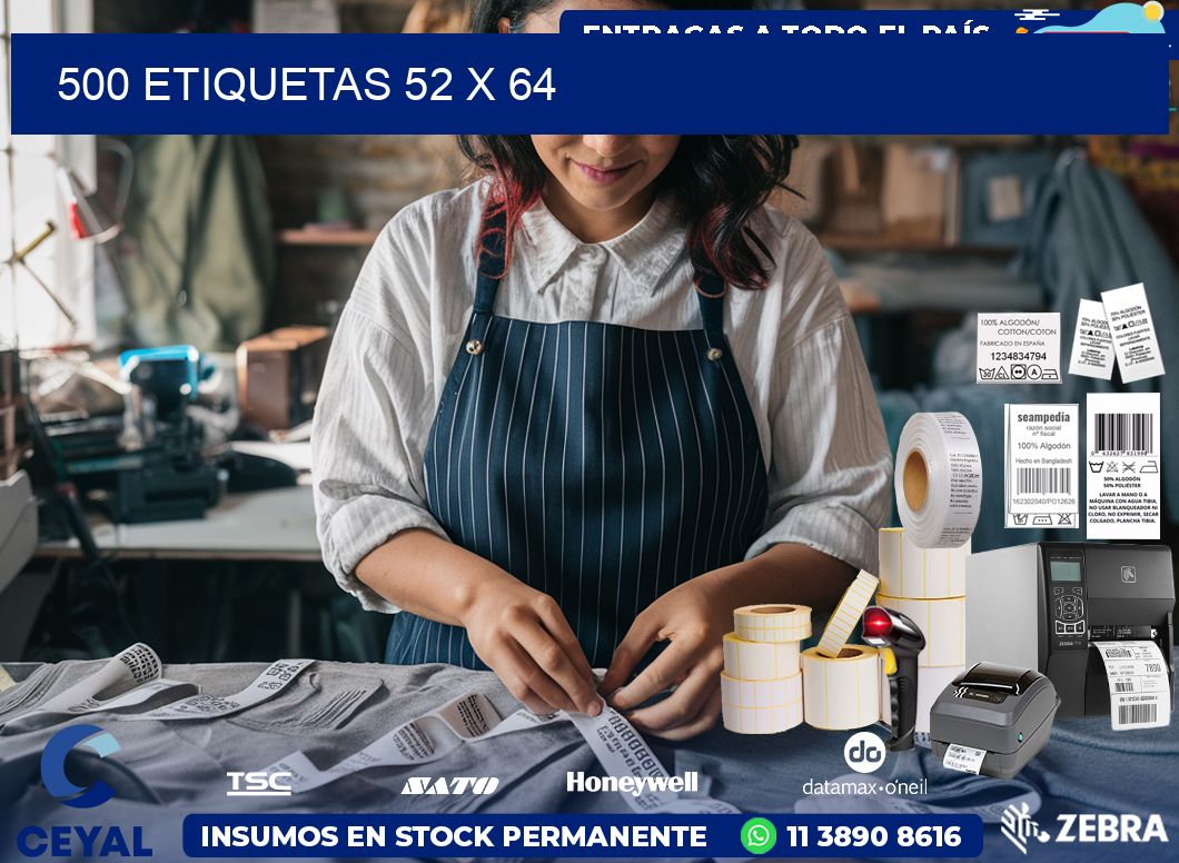 500 ETIQUETAS 52 x 64