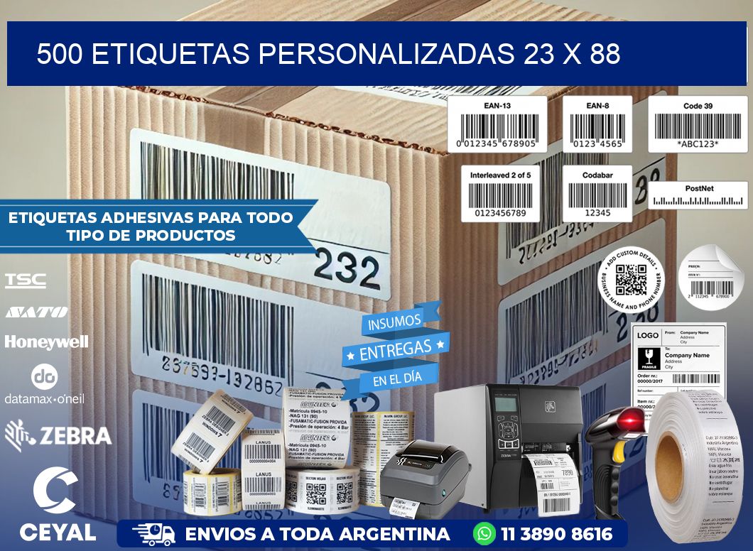 500 ETIQUETAS PERSONALIZADAS 23 x 88