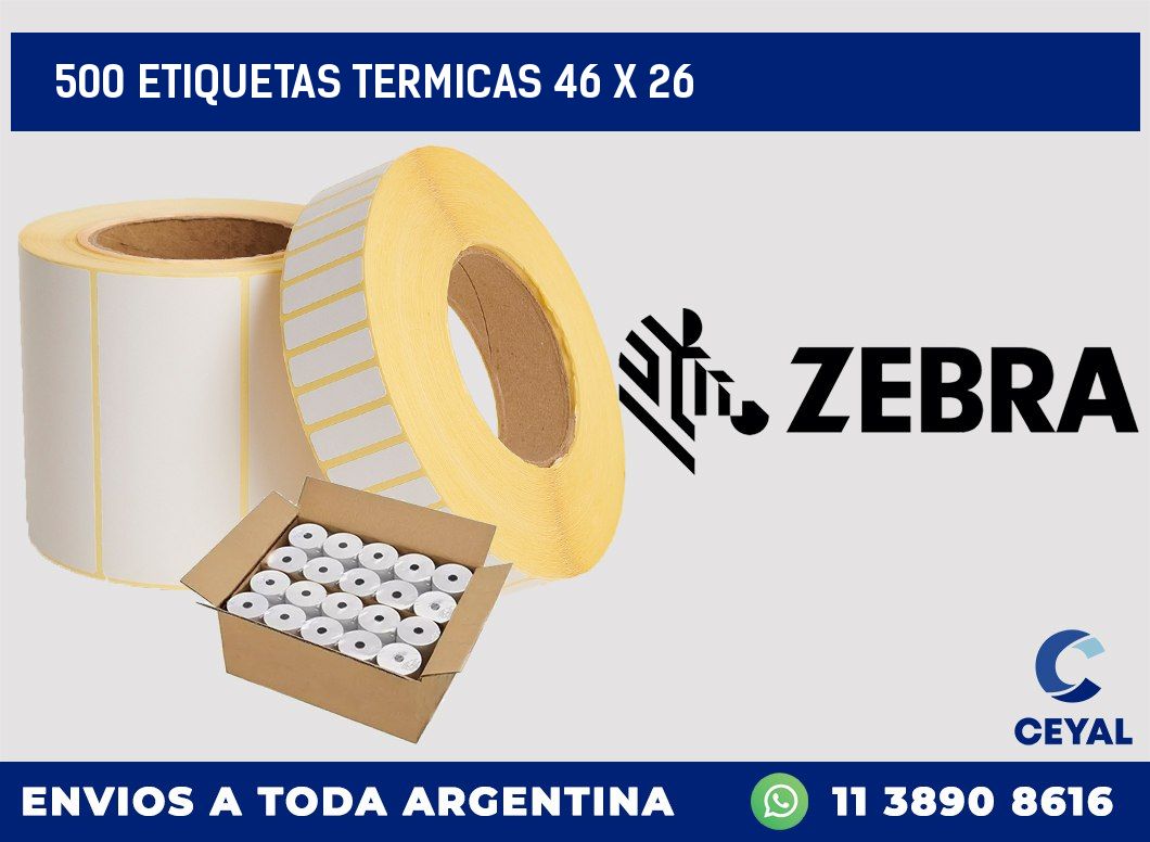 500 ETIQUETAS TERMICAS 46 x 26