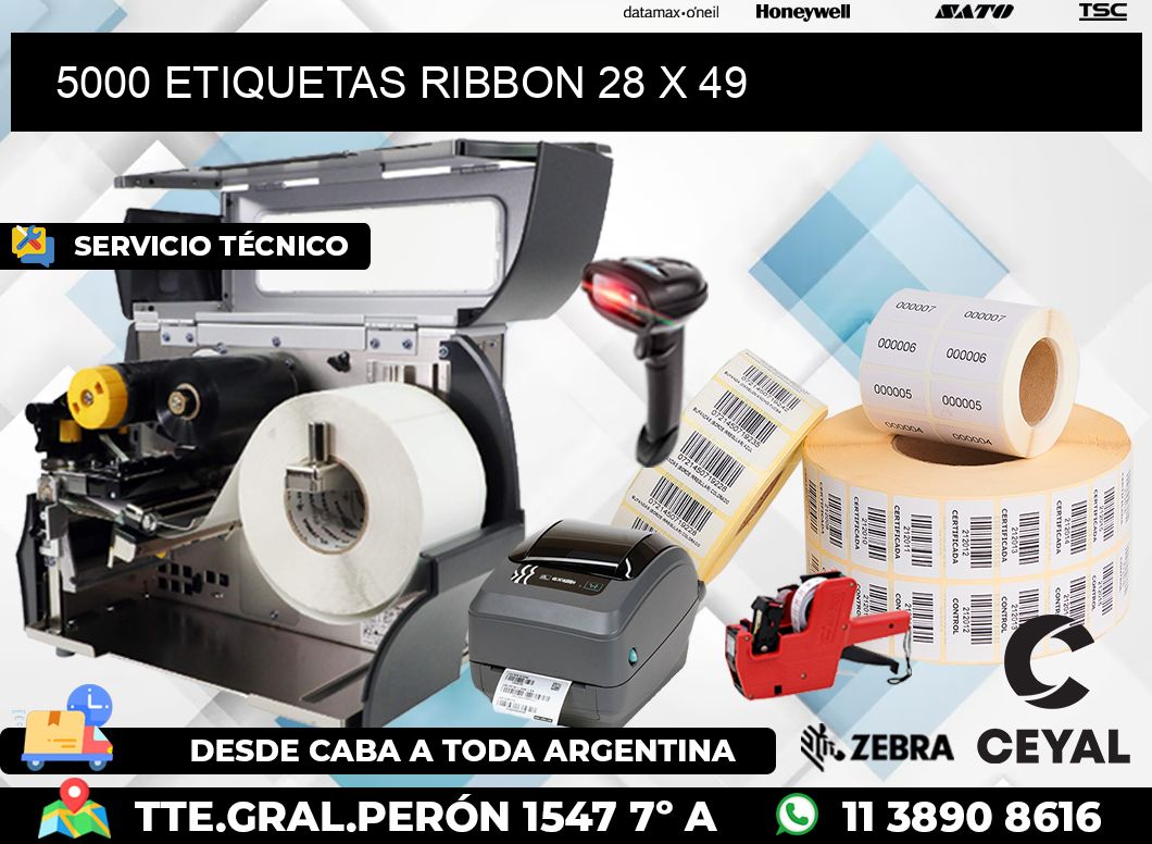 5000 ETIQUETAS RIBBON 28 x 49