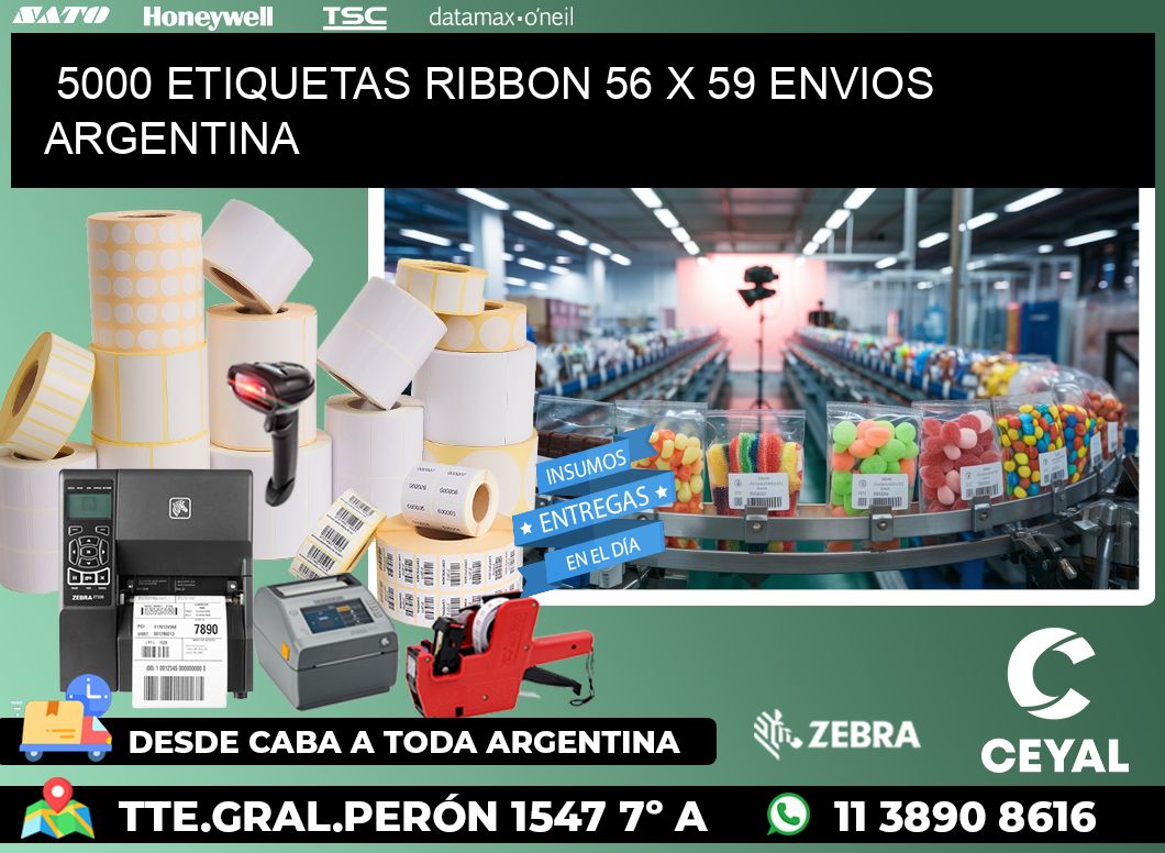 5000 ETIQUETAS RIBBON 56 x 59 ENVIOS ARGENTINA