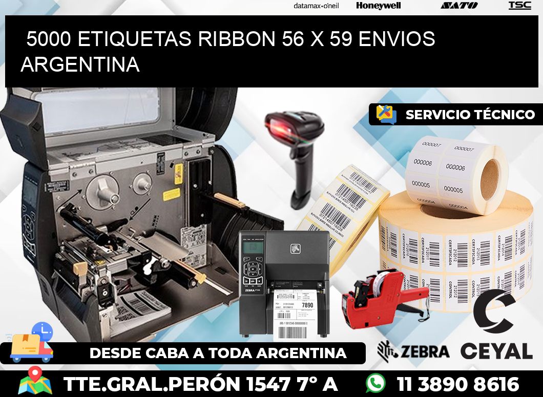 5000 ETIQUETAS RIBBON 56 x 59 ENVIOS ARGENTINA