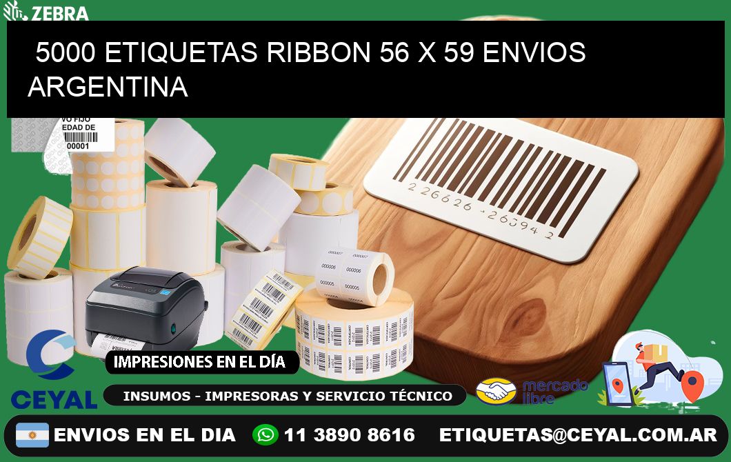 5000 ETIQUETAS RIBBON 56 x 59 ENVIOS ARGENTINA