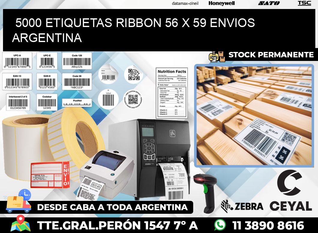 5000 ETIQUETAS RIBBON 56 x 59 ENVIOS ARGENTINA