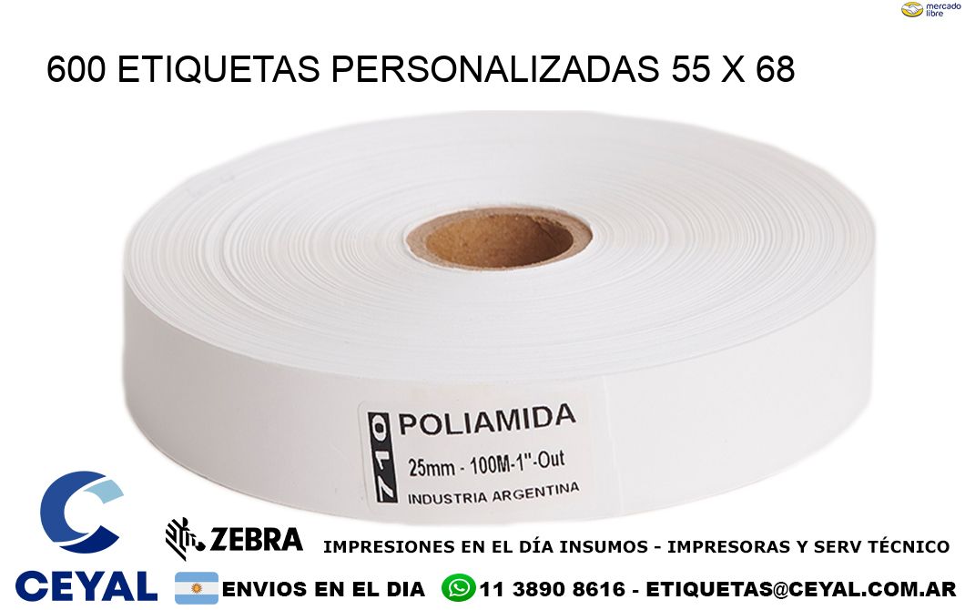 600 ETIQUETAS PERSONALIZADAS 55 x 68