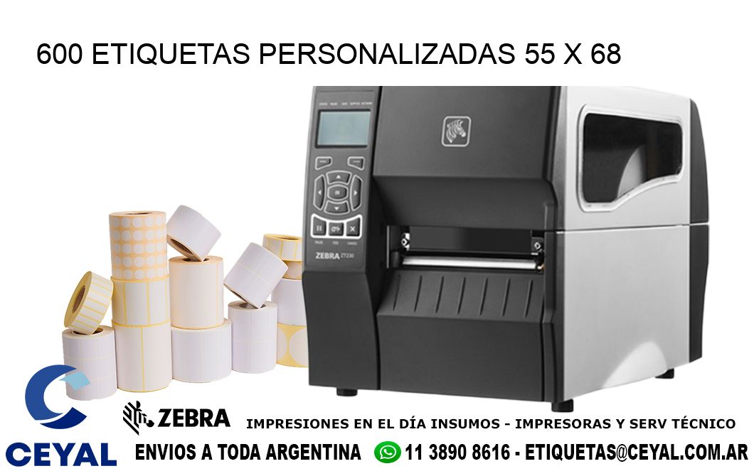 600 ETIQUETAS PERSONALIZADAS 55 x 68