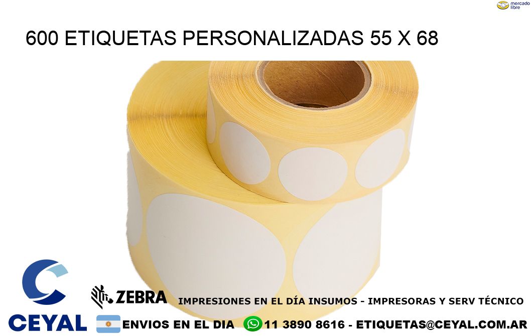 600 ETIQUETAS PERSONALIZADAS 55 x 68