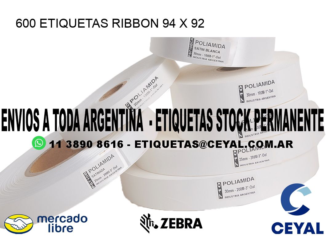 600 ETIQUETAS RIBBON 94 x 92