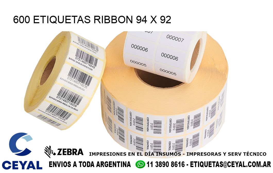 600 ETIQUETAS RIBBON 94 x 92