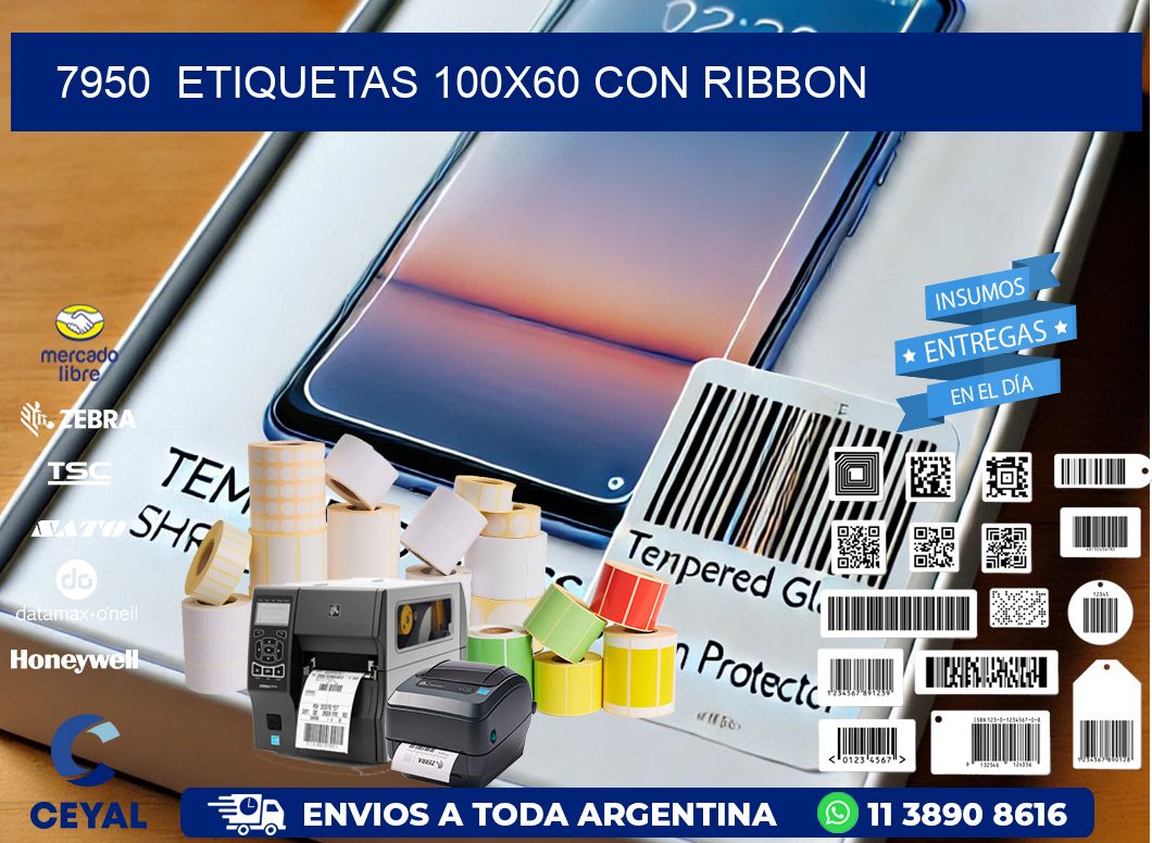 7950  ETIQUETAS 100X60 CON RIBBON