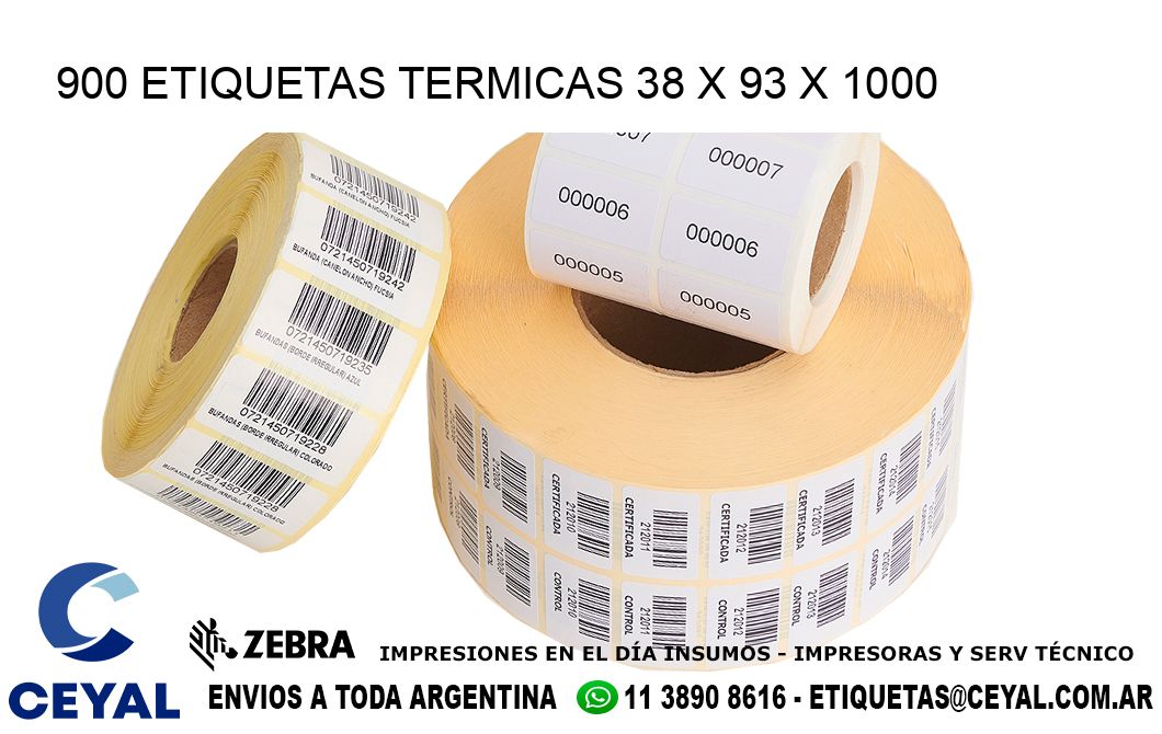 900 ETIQUETAS TERMICAS 38 x 93 x 1000