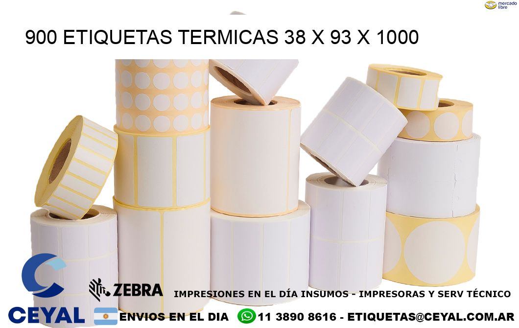 900 ETIQUETAS TERMICAS 38 x 93 x 1000