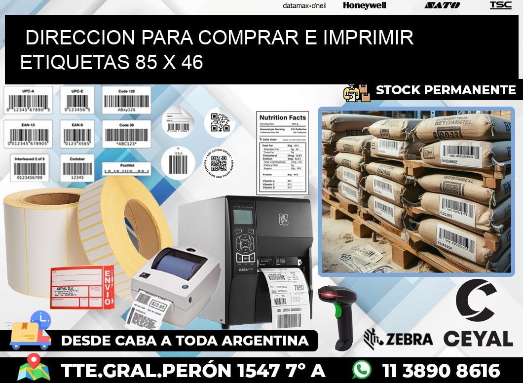 DIRECCION PARA COMPRAR E IMPRIMIR ETIQUETAS 85 x 46