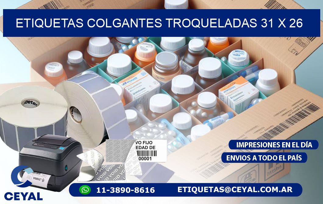 ETIQUETAS COLGANTES TROQUELADAS 31 x 26